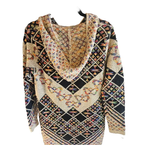 Kamana Multicolor Hooded Cardigan Long Sweater Womens Size Small Rainbow Boho - Picture 4 of 15